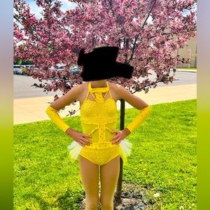 Yellow one piece semi-custom dance costume